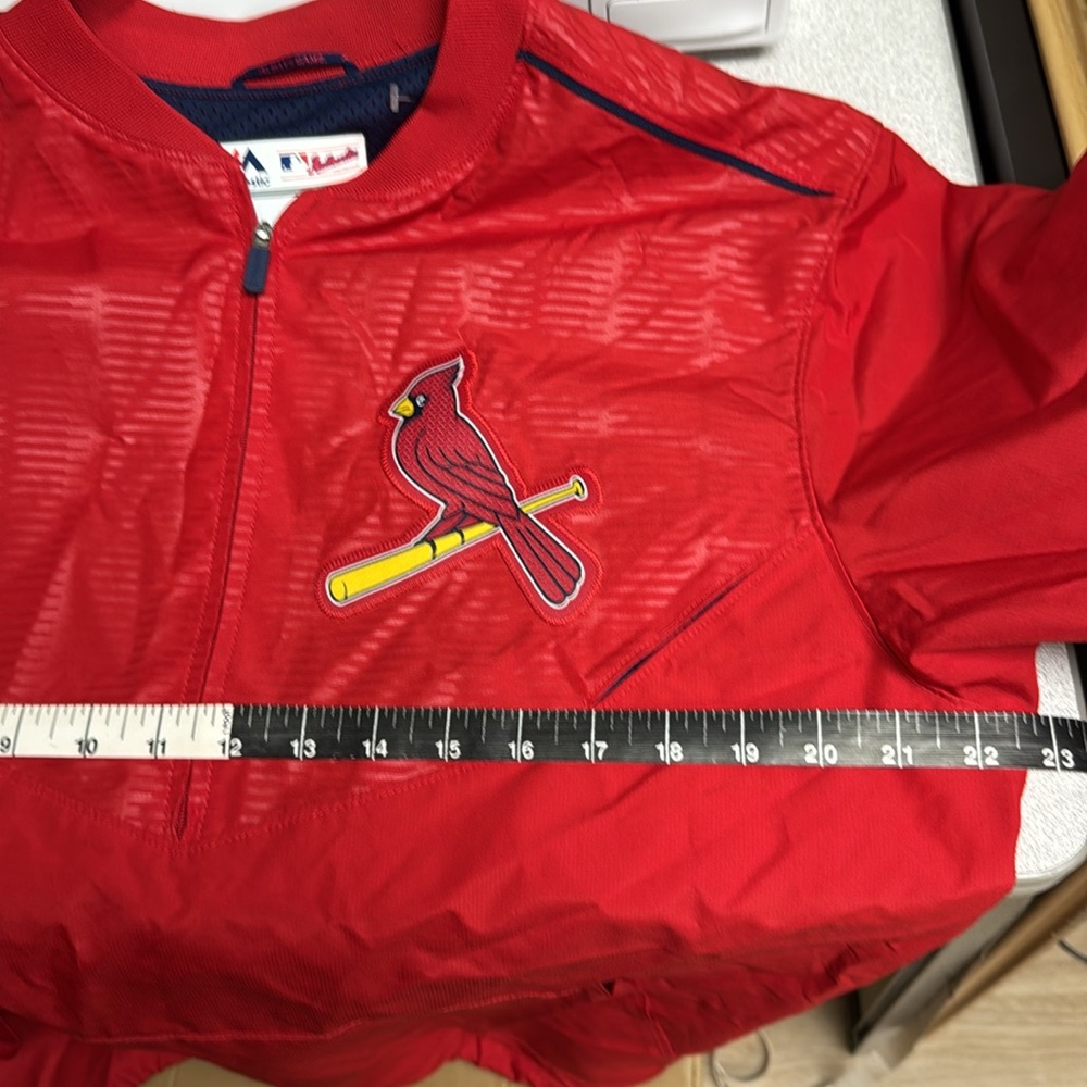 Majestic Authentic baseball tag. Red Quarter-Zip Jacket, Cardinal baseball (OLCC - Picture 15 of 15